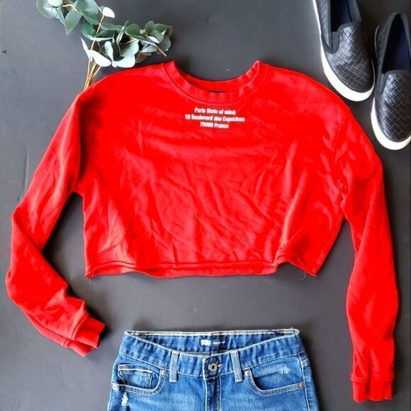 Zara Red Cropped Sweater - Picture 1 of 8